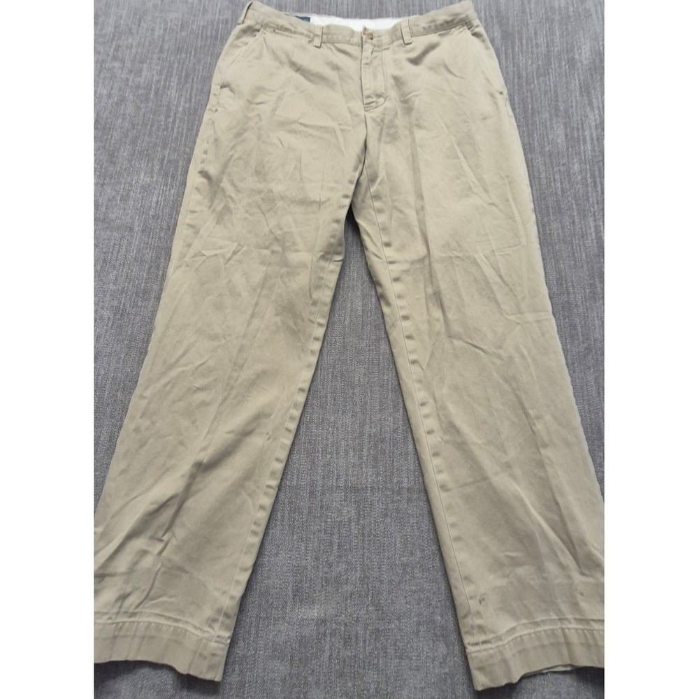 Polo Ralph Lauren men's‎ khaki Preston pants 36x32 flat front 100% Cotton preppy